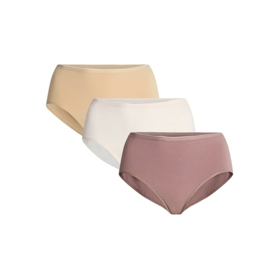 Joyspun Women's Plus Cotton-Blend Brief Panties, 3-Pack, Sizes 1X-5X