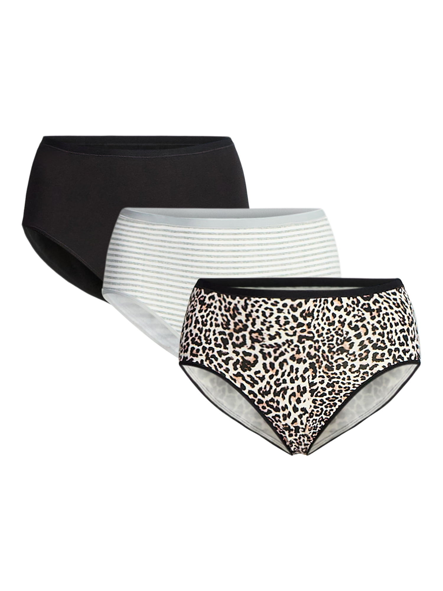 Joyspun Women's Plus Cotton-Blend Brief Panties, 3-Pack, Sizes 1X-5X