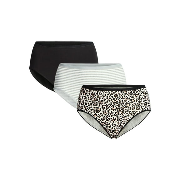 Joyspun Women's Plus Cotton-Blend Brief Panties, 3-Pack, Sizes 1X-5X