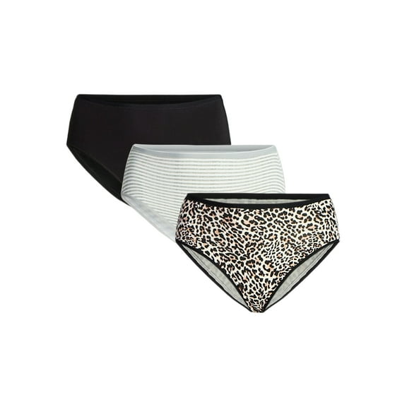 Joyspun Women's Plus Cotton-Blend Hi-Cut Panties, 3-Pack, Sizes 1X-5X