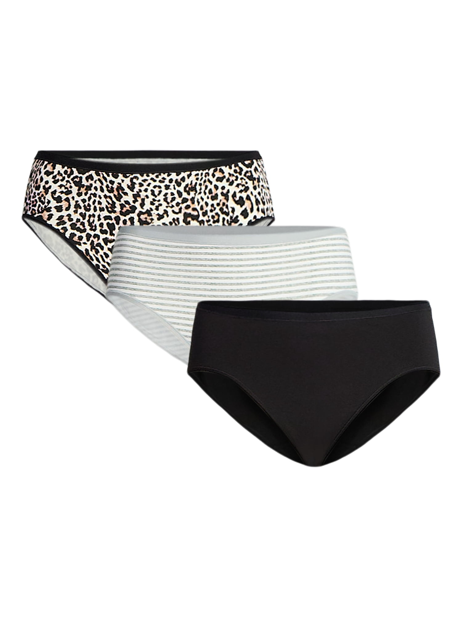 Joyspun Women's Plus Cotton-Blend Hipster Panties, 3-Pack, Sizes 1X-5X