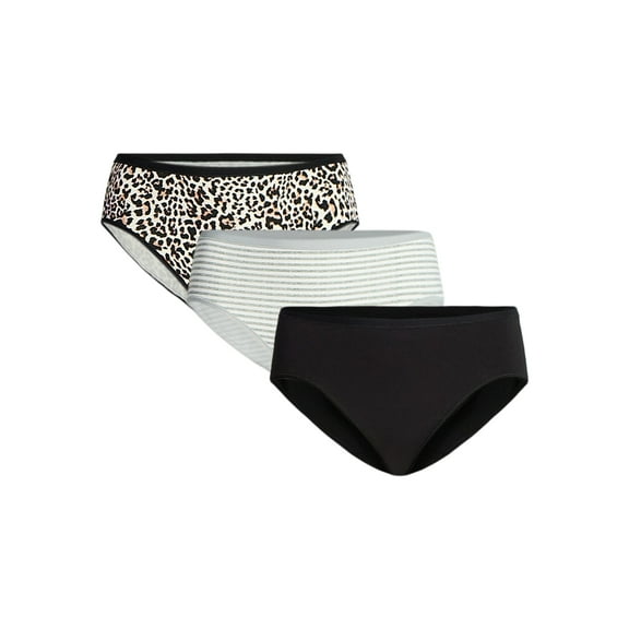 Joyspun Women's Plus Cotton-Blend Hipster Panties, 3-Pack, Sizes 1X-5X