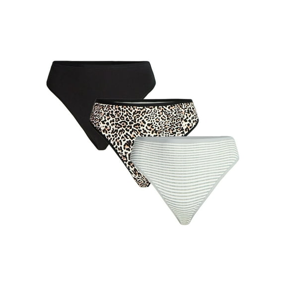 Joyspun Women's Plus Cotton-Blend Thong Panties, 3-Pack, Sizes 1X-5X