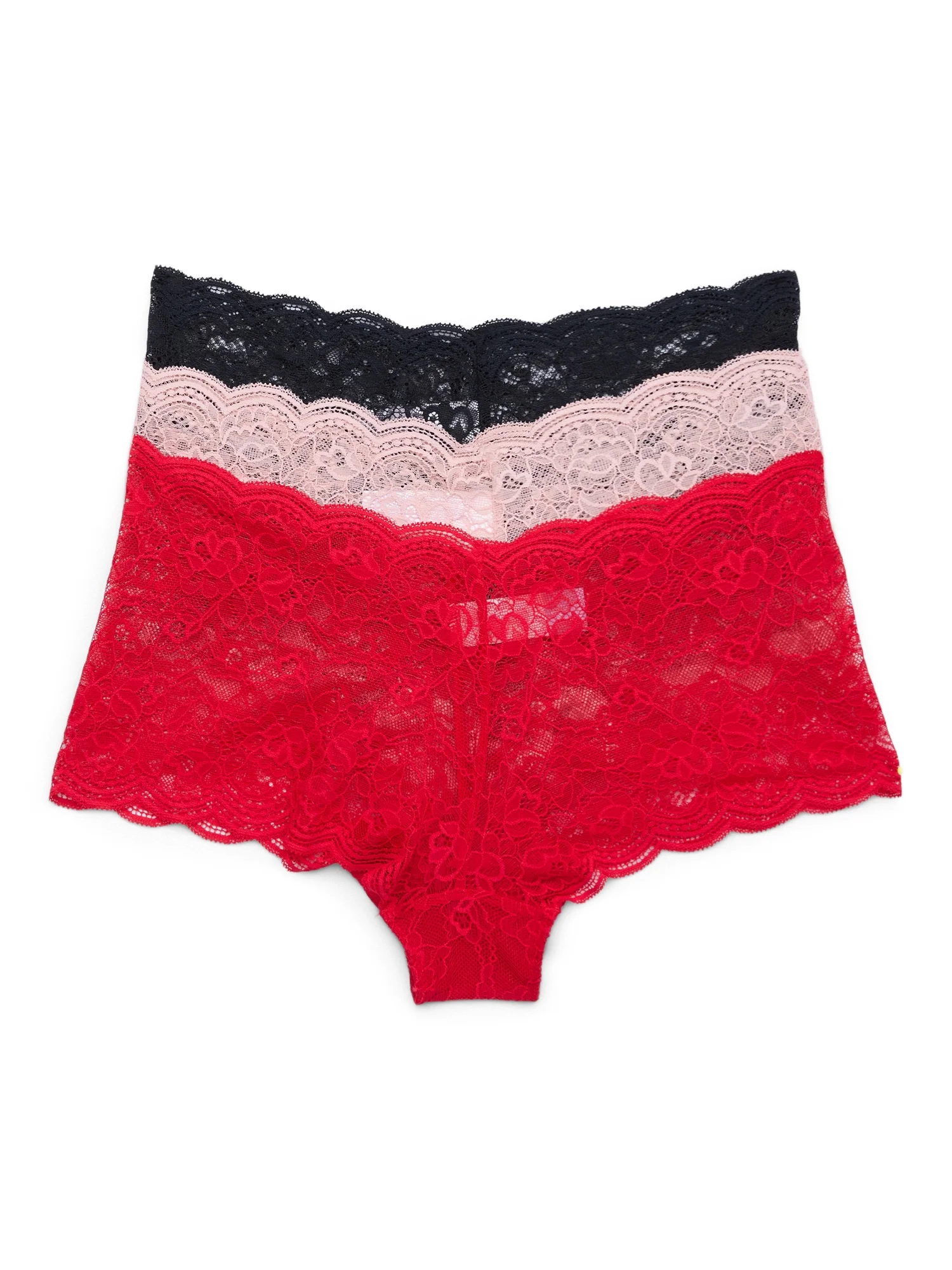 Joyspun Women's Lace Boyshorts 3-Pack Cheeky Stretch Cotton Daisy