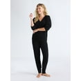 thumbnail image 1 of Joyspun Women's Fuzzy Knit V-Neck Top and Joggers Set, 2-Piece, Sizes XS-3X, 1 of 4