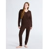 Joyspun Women's Fuzzy Knit V-Neck Top and Joggers 