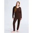 thumbnail image 1 of Joyspun Women's Fuzzy Knit V-Neck Top and Joggers Set, 2-Piece, Sizes XS-3X, 1 of 5