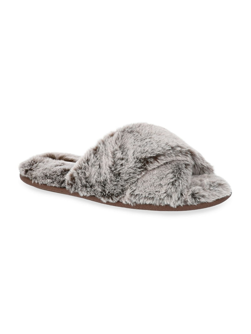 Joyspun Women's Faux Fur X-Band Slippers