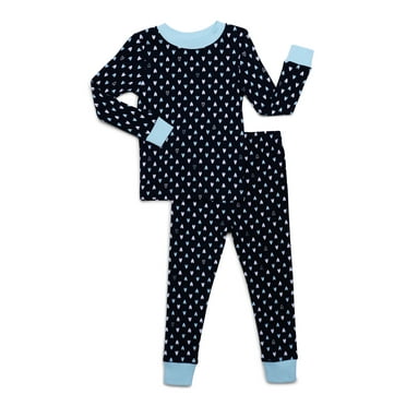 Joyspun Kids' Matching Cotton Tight Fit Pajama Set, 2-Piece, Sizes 6-12