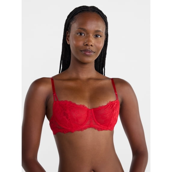 Joyspun Women's Lace Balconette Bra, Sizes 34B-40C