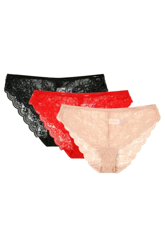 Lace Cheeky Panties, 3-Pack, Sizes XS-3XL