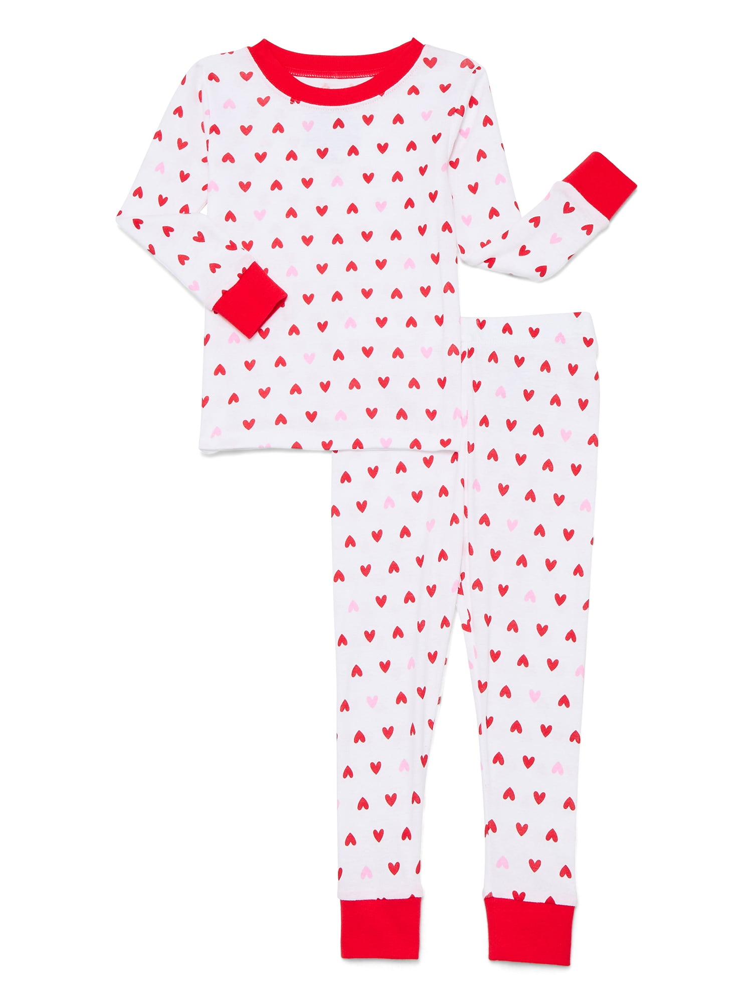 Joyspun Toddlers' Family Matching Cotton Tight Fit Pajama Set, 2-Piece, Sizes 2T-5T