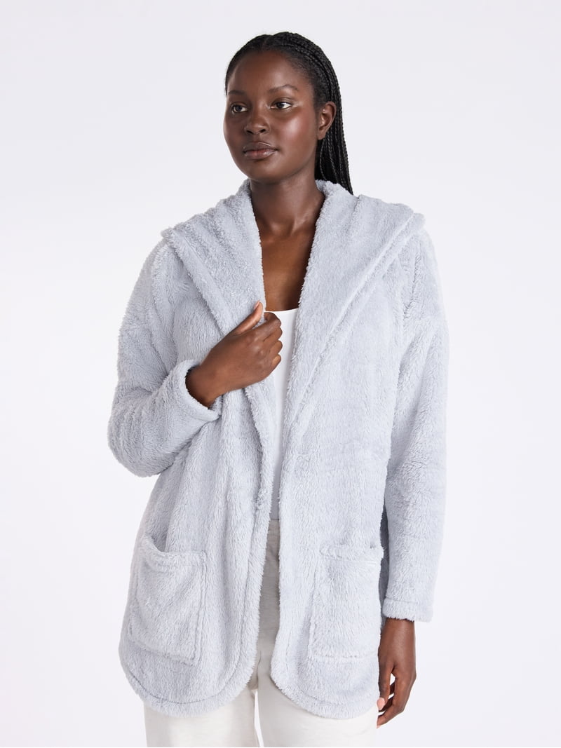 Joyspun Women's Plush Sleep Cardigan, Size XS-3XL - Walmart.com