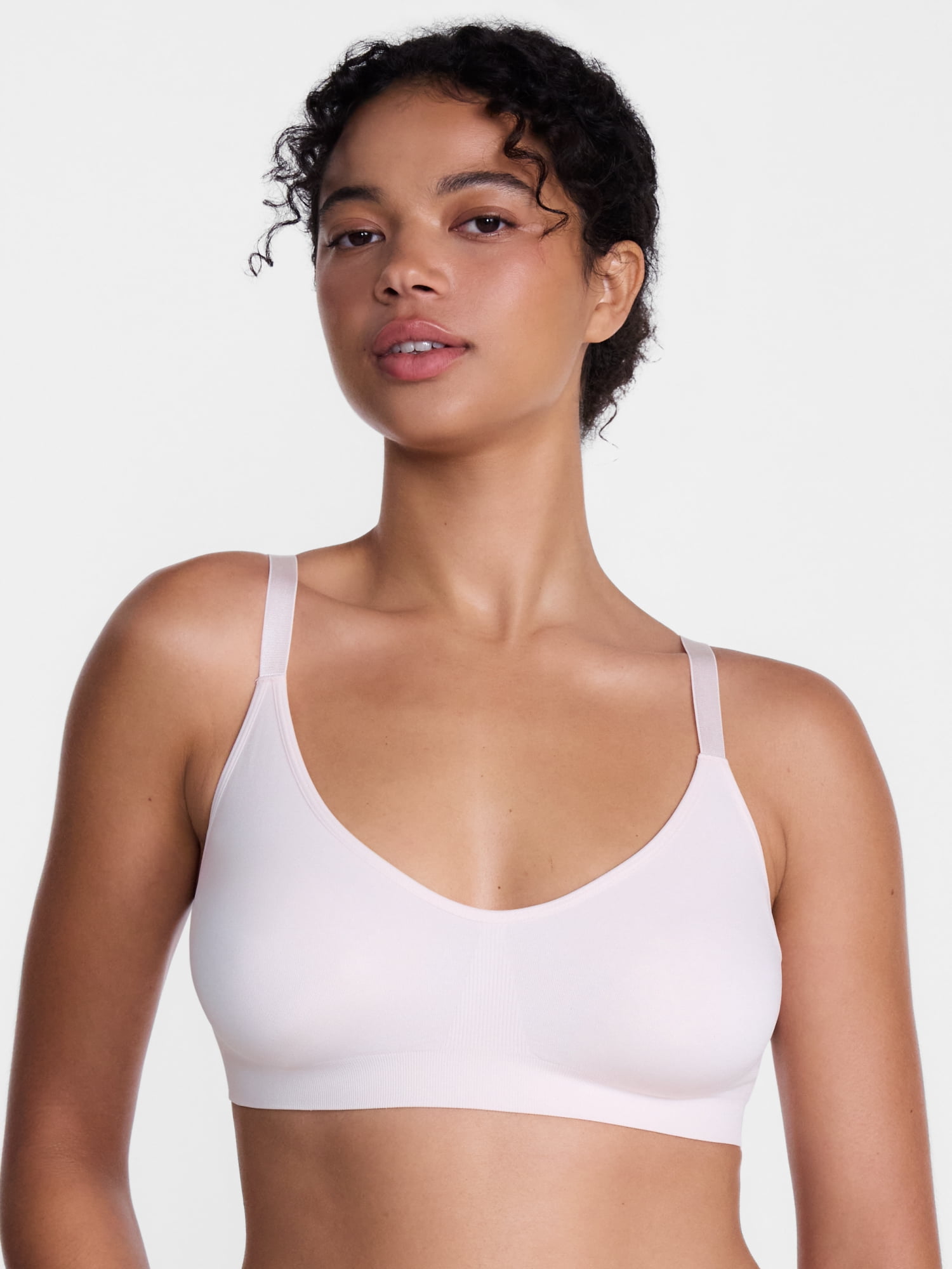 Joyspun Women's Seamless Plunge Pullover Bralette, Removable Padding, Sizes S-XXXL