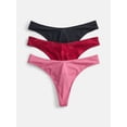 thumbnail image 1 of Joyspun Women's Silky Mesh Thong Panties, 3-Pair Set, Toile/Terracotta/Black Print, Size XL, 1 of 5