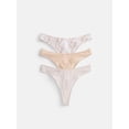 thumbnail image 1 of Joyspun Women's Silky Mesh Thong Panties, 3-Pack, Snake/Tan/Taupe Print, XXL, 1 of 5