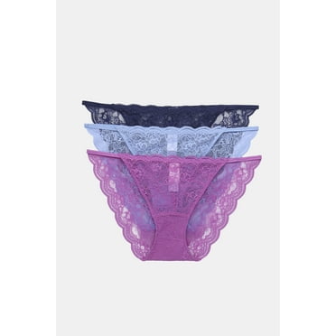 Joyspun String Bikini Panties with Scalloped Lace, 3-Pack, Sizes XS-3XL