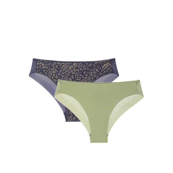 Joyspun Women’s Bonded Micro and Mesh Cheeky Underwear, 2-Pack, Sizes XS-XXXL