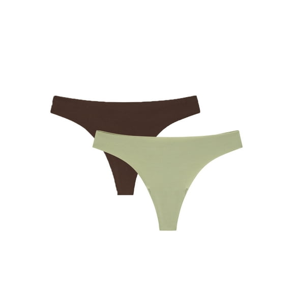Joyspun Women’s Bonded Micro and Mesh Thong Underwear, 2-Pack, Sizes XS-XXXL