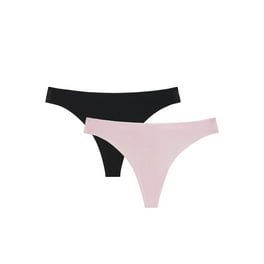 Joyspun Women's Seamless Sheer Stripe Thong Panties, 3-Pack