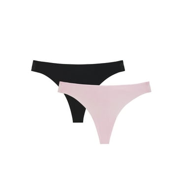 Joyspun Women’s 2-Pack Bonded Micro and Mesh Thong Underwear, Sizes XS-XXXL