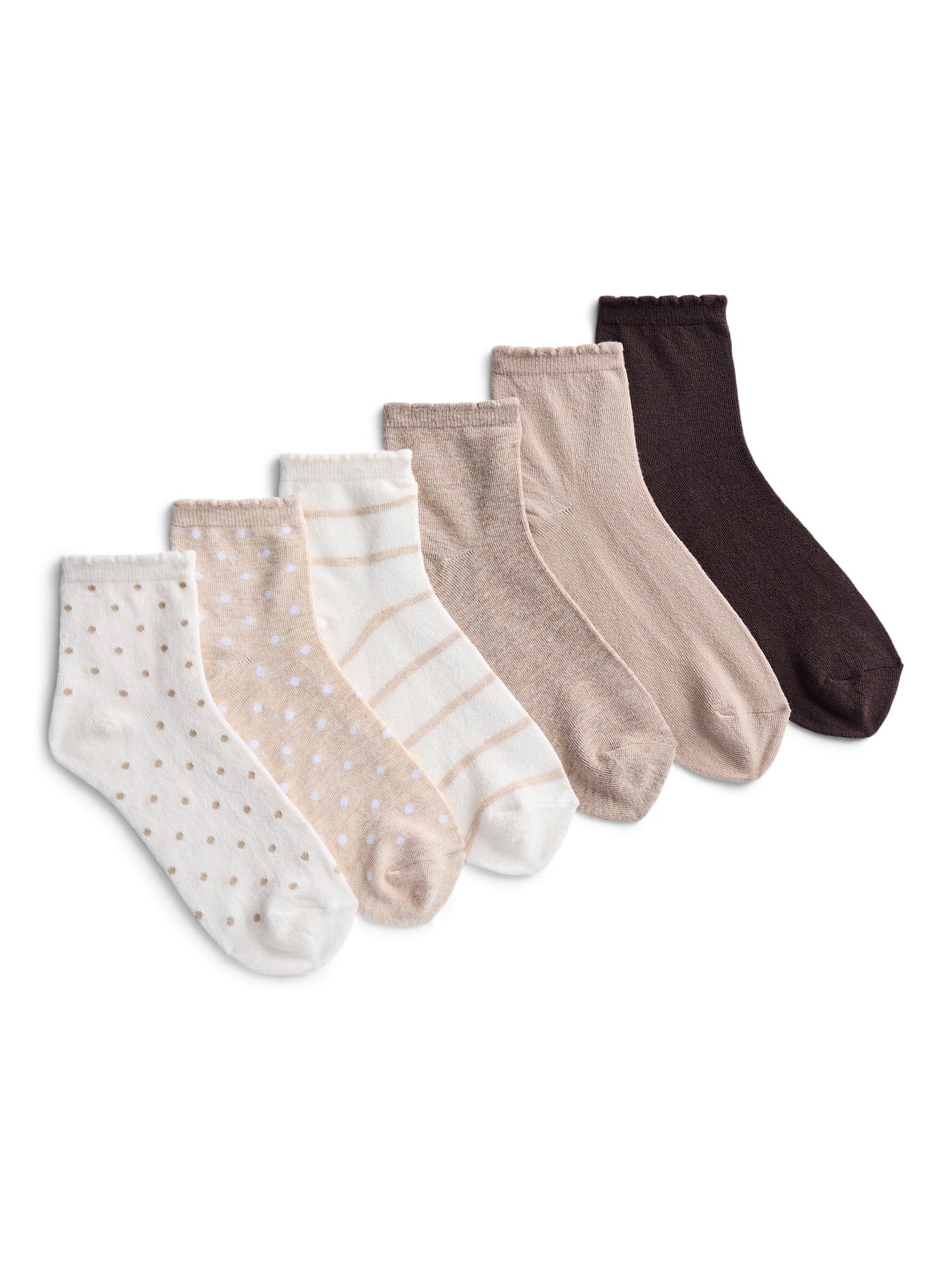 Joyspun Women’s Ankle Dress Socks, 6-Pack, Shoe Sizes 4-10