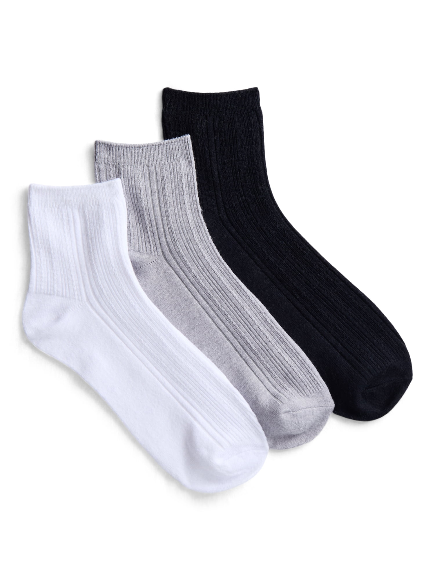 Joyspun Women’s Ankle Elevated Dress Socks, 3-Pack, Shoe Sizes 4-10