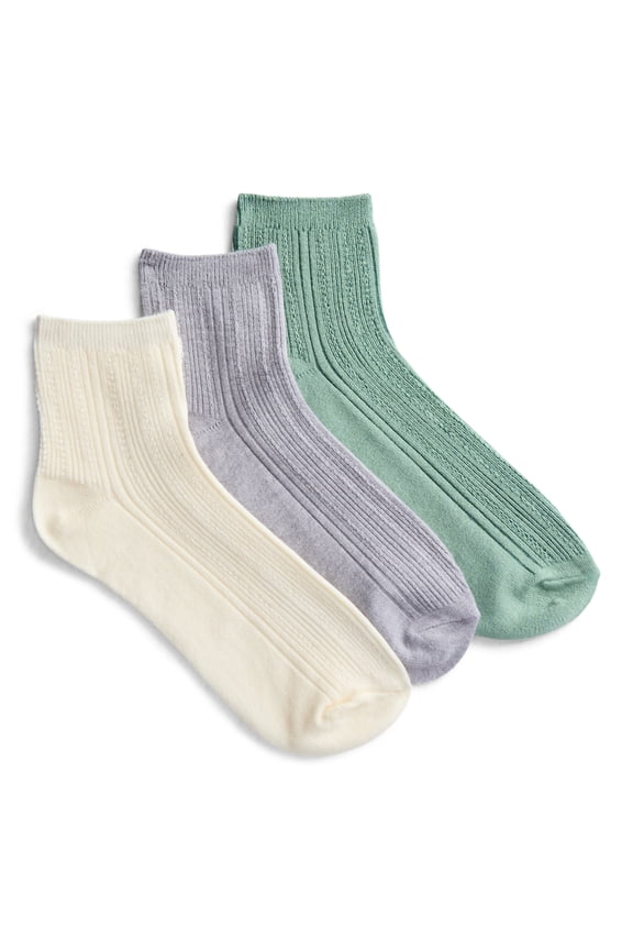 Women’s Ankle Elevated Dress Socks, 3-Pack, Shoe Sizes 4-10