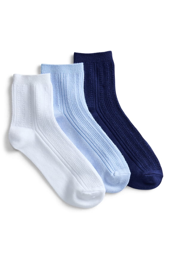 Women’s Ankle Elevated Dress Socks, 3-Pack, Shoe Sizes 4-10