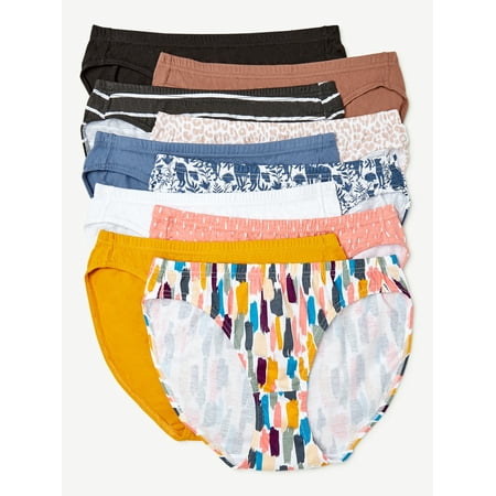 Joyspun Women's Bikini Panties, 10-Pack, Sizes S -XXL