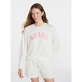 thumbnail image 1 of Joyspun Women's Bridal French Terry Knit Long Sleeve Top and Shorts Pajamas Set, Sizes XS-3X, 1 of 7