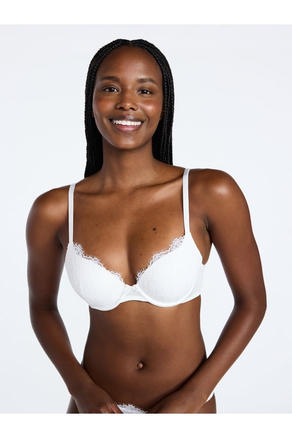 Women's Bridal Lace and Satin Push Up Bra, Sizes XS-XXXL