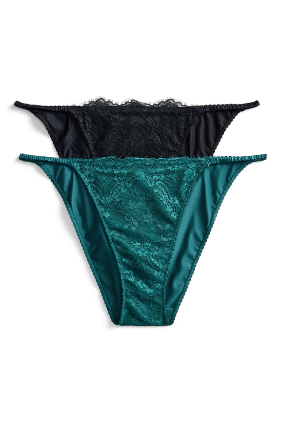 Women's Bridal Lace and Satin Cheeky Panties, 2-Pack, Sizes XS-3XL