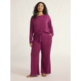 thumbnail image 1 of Joyspun Women’s Brushed Jersey Top and Wide Leg Pants Pajama Set, 2-Piece, Sizes XS-4X, 1 of 5