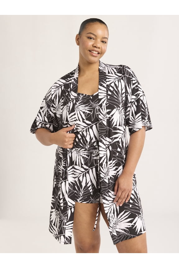 Women’s Cami, Shorts, and Robe Travel Pajama Set, 3-Piece, Sizes S-3X