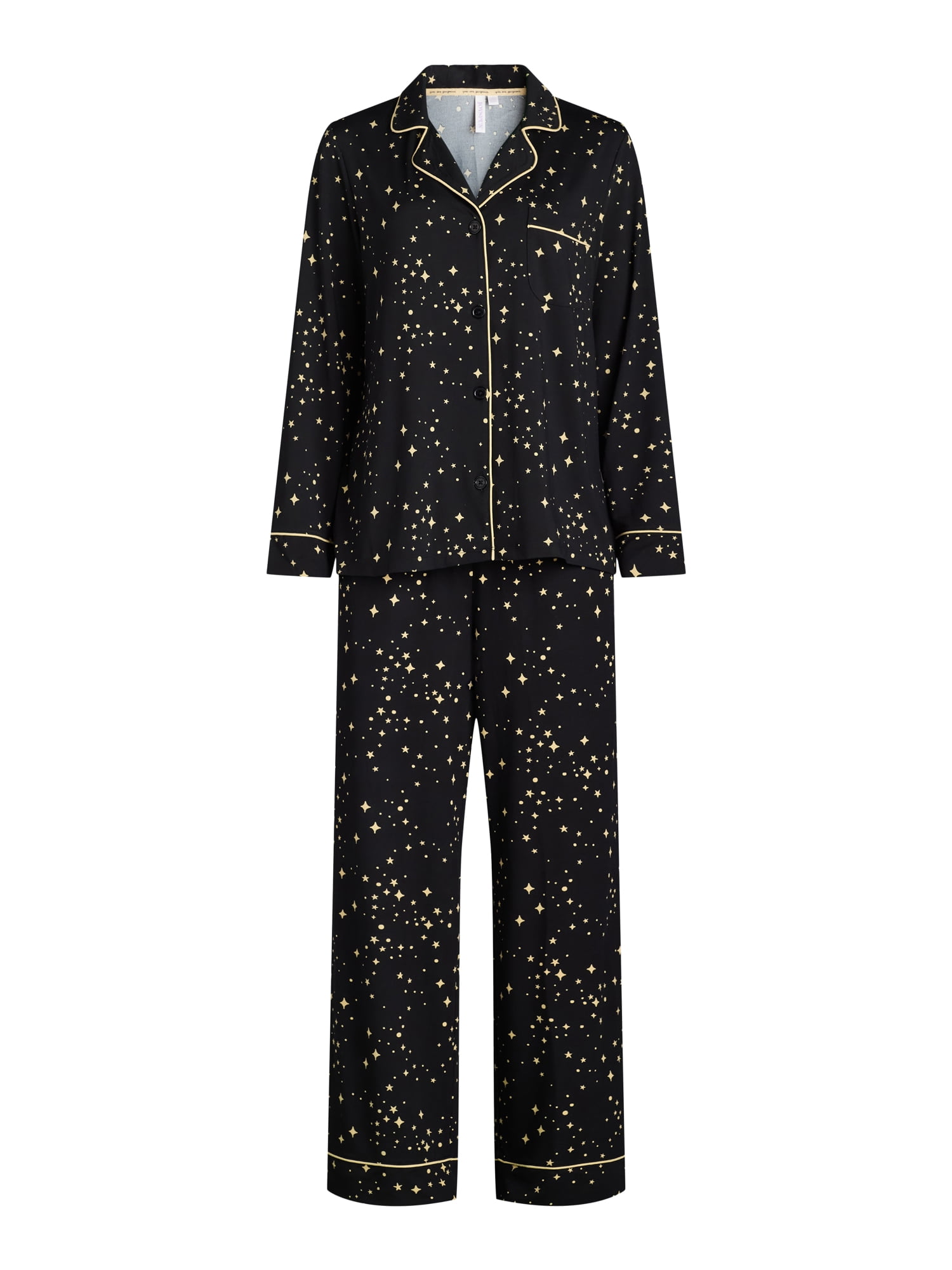 Joyspun Women's Cozy Jersey Notch Collar Top and Pants Pajama Set, 2-Piece, Sizes XS-4X