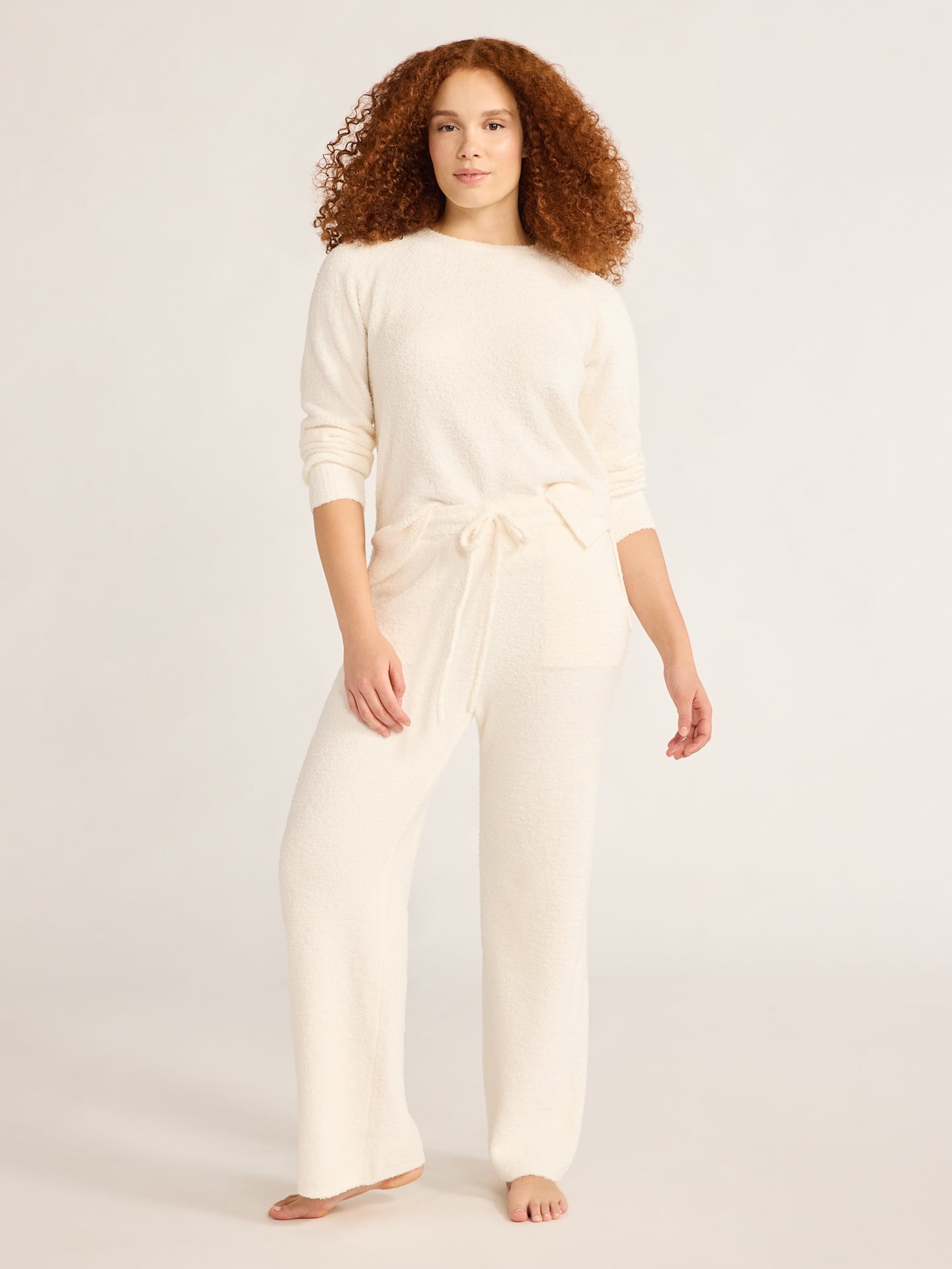 Joyspun Women's Chenille Top and Pants Set, 2-Piece, Sizes XS-3X