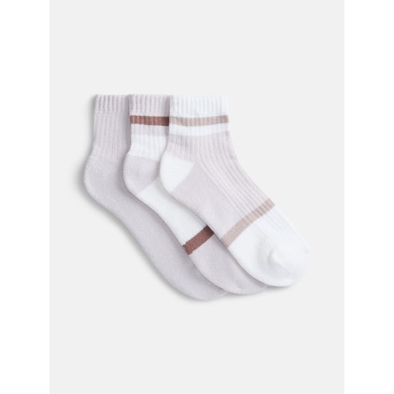 Joyspun Women's Comfort Ankle Socks, 3-Pack, Size 4-10