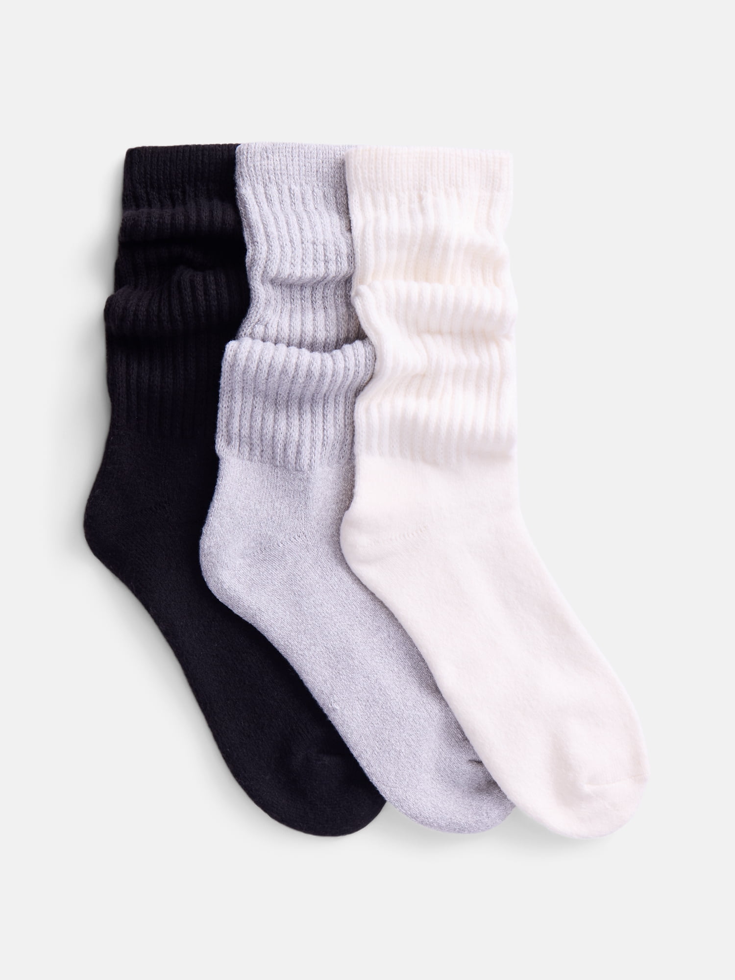 Joyspun Women's Comfort Slouch Crew Socks, 3-Pack, Size 4-10