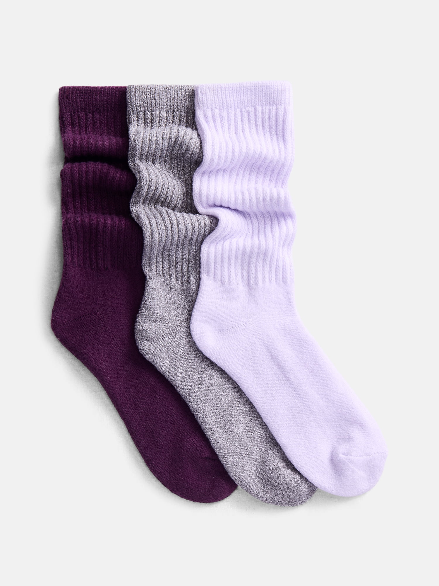Joyspun Women's Comfort Slouch Crew Socks, 3-Pack, Size 4-10