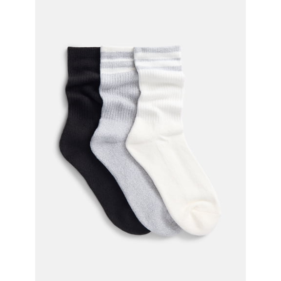 Joyspun Women's Regular Comfort Crew Socks, 3-Pack