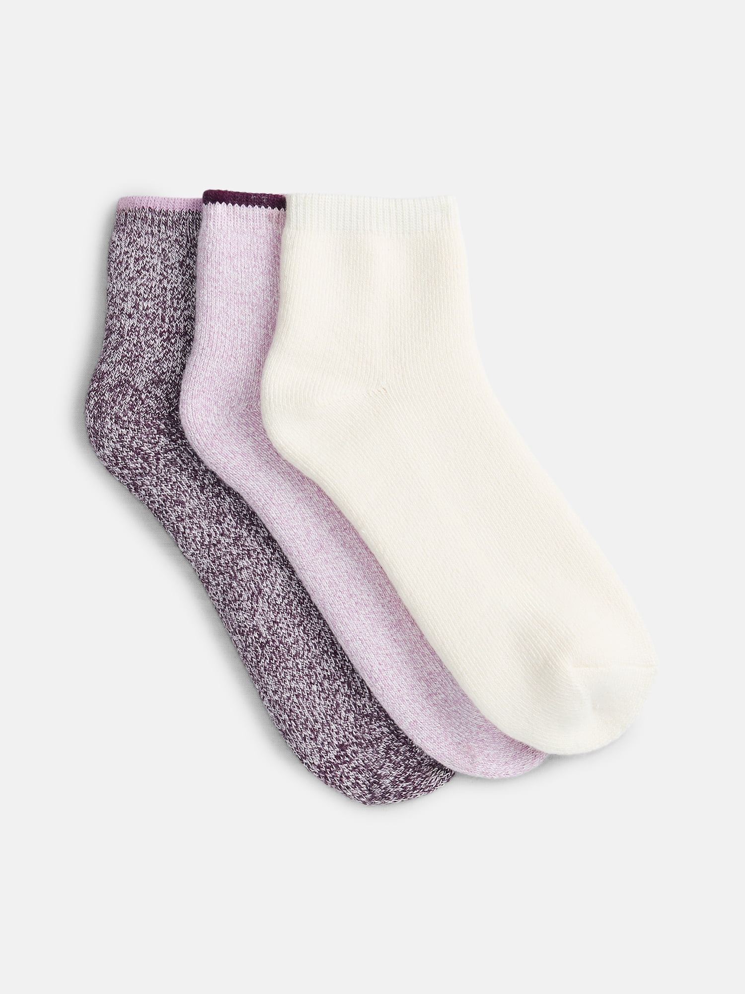 Joyspun Women's Comfort Full Terry Ankle Socks, 3-Pack, Size 4-10