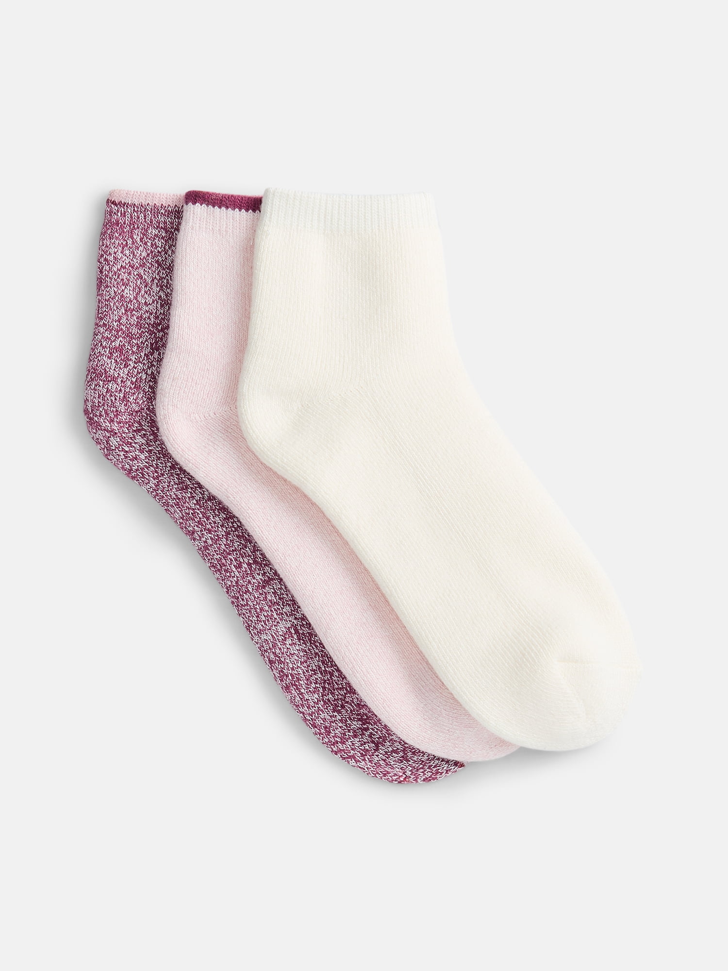 Joyspun Women's Comfort Full Terry Ankle Socks, 3-Pack, Size 4-10