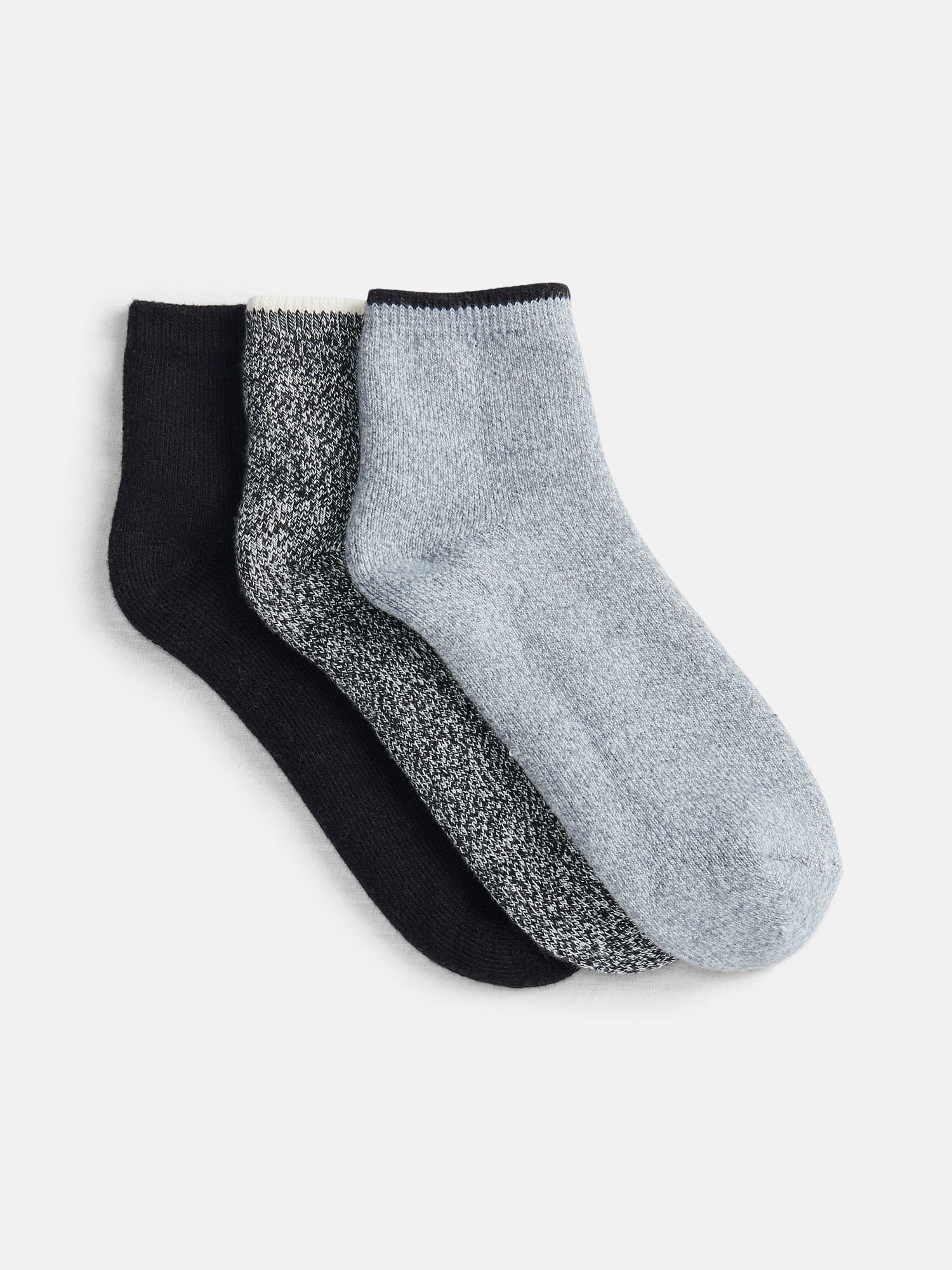 Joyspun Women's Comfort Full Terry Ankle Socks, 3-Pack, Size 4-10