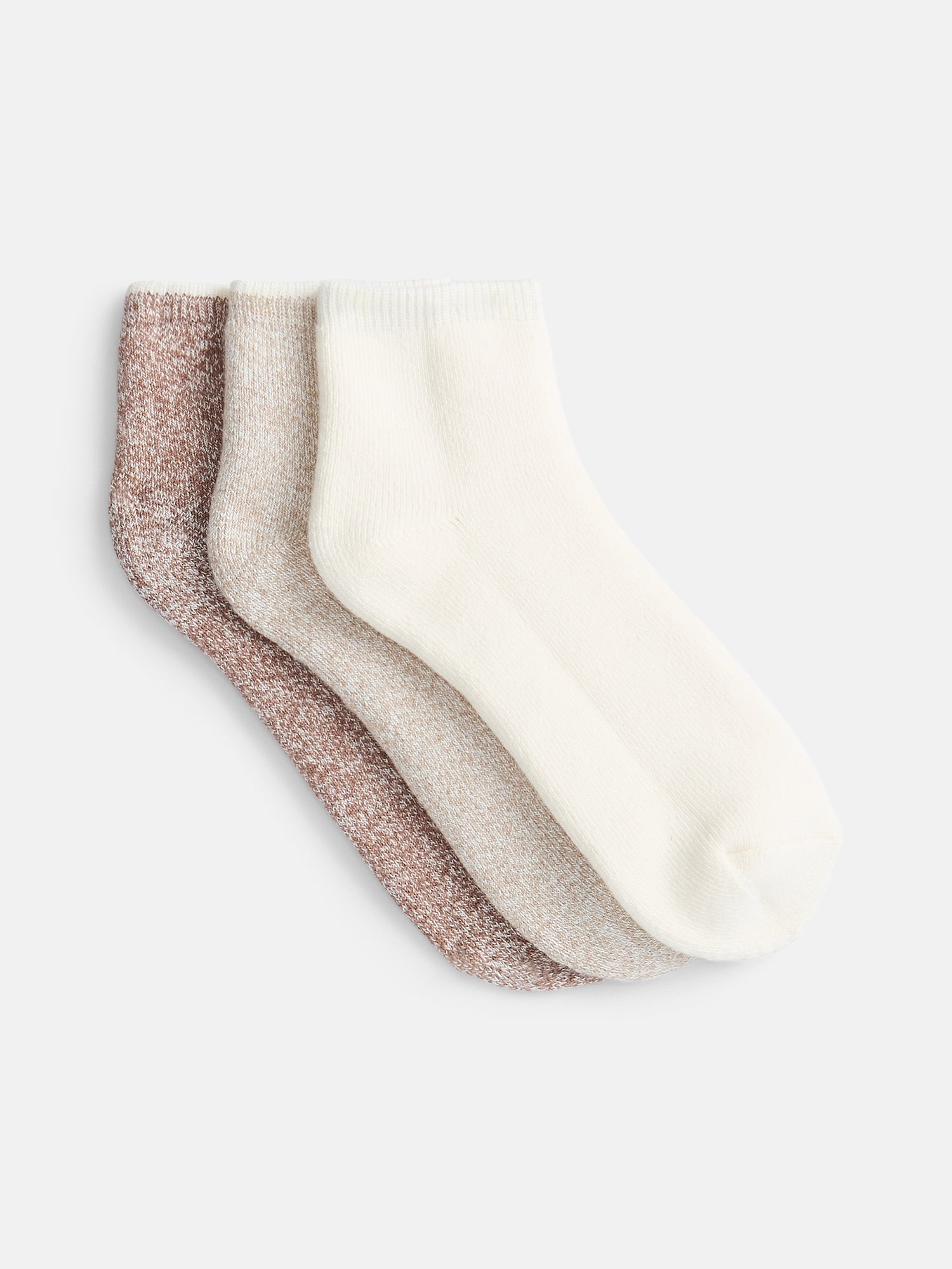 Joyspun Women's Comfort Full Terry Ankle Socks, 3-Pack, Size 4-10