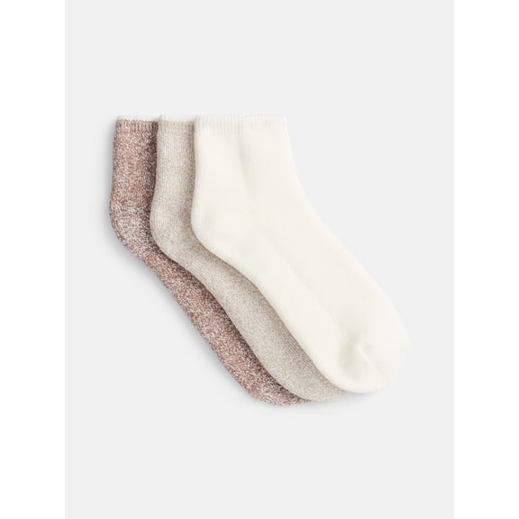 Joyspun Women's Comfort Full Terry Ankle Socks, 3-Pack, Size 4-10