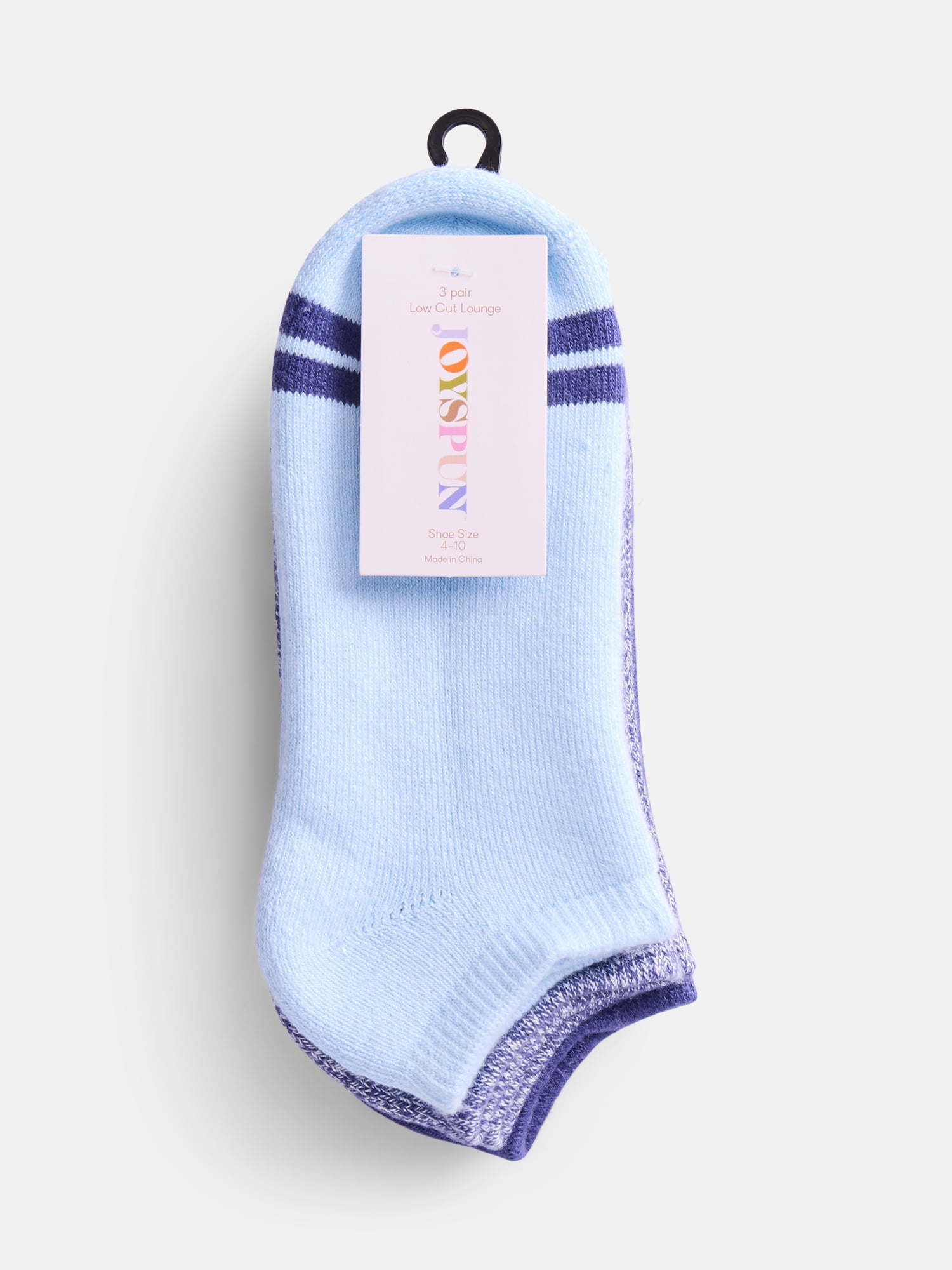 Joyspun Women's Comfort Full Terry Low Cut Socks, 3 Pack, Shoe Sizes 4-10