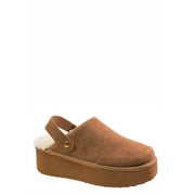 Joyspun Women's Faux Fur Convertible Clog Slippers