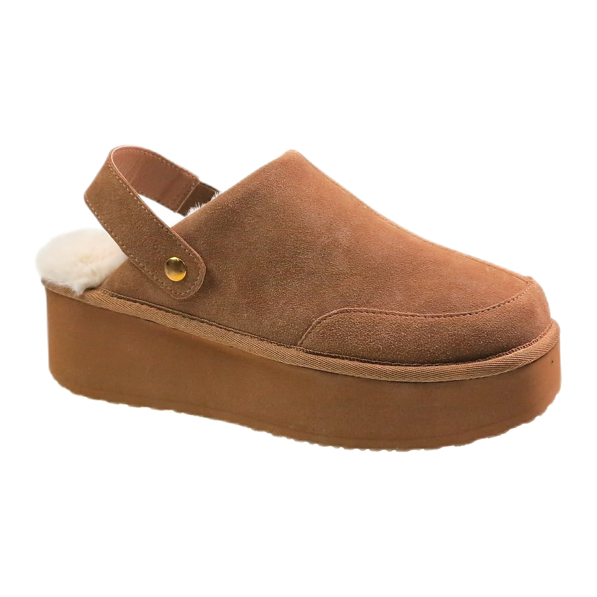 Joyspun Women's Faux Fur Convertible Clog Slippers