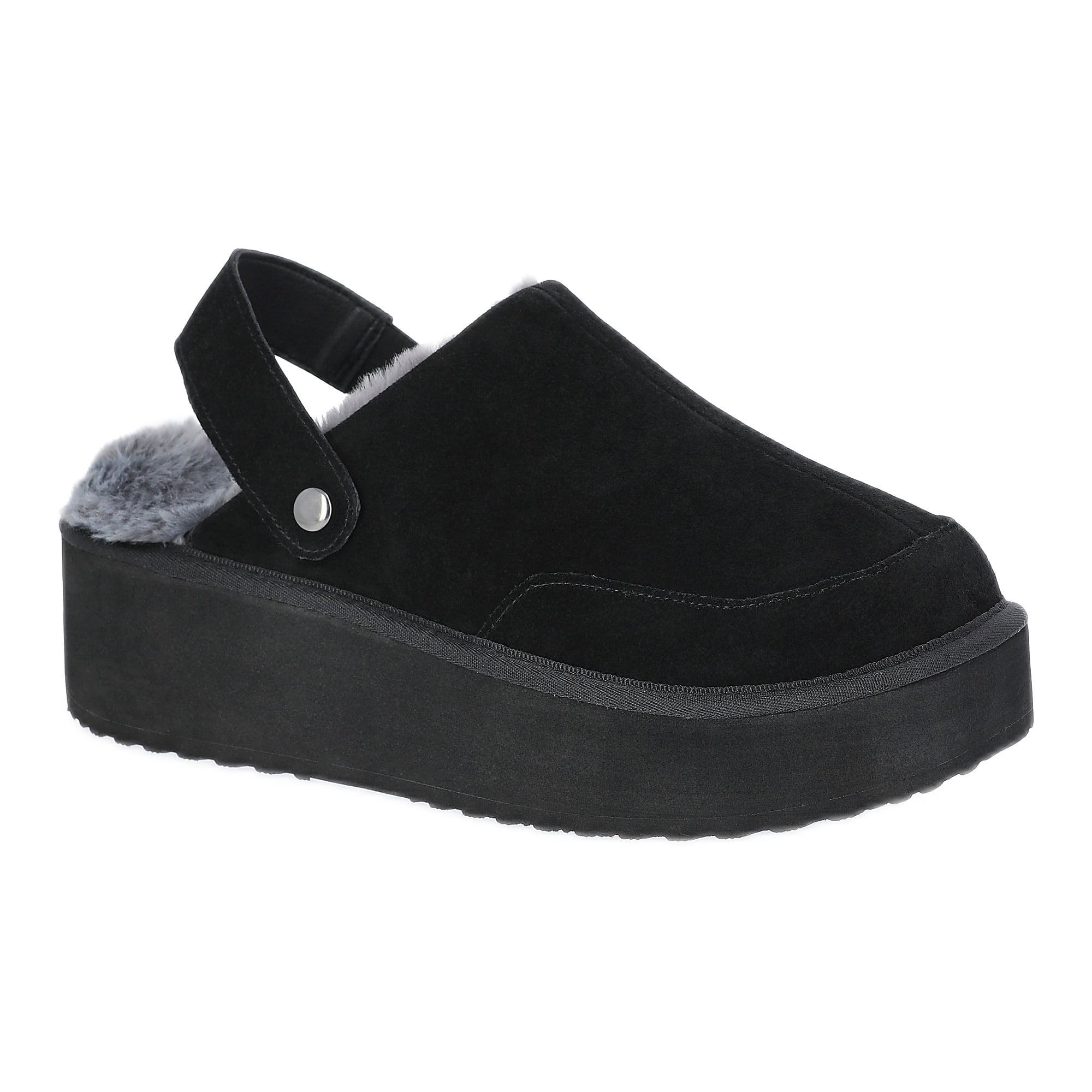 Joyspun Women's Faux Fur Convertible Clog Slippers